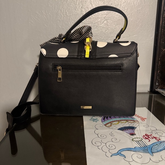 Aldo Polka Dot and Stripe Crossbody Bag with Yellow Handle - Picture 4 of 6